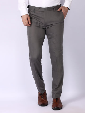 Medium Grey Regular Fit Formal Trousers
