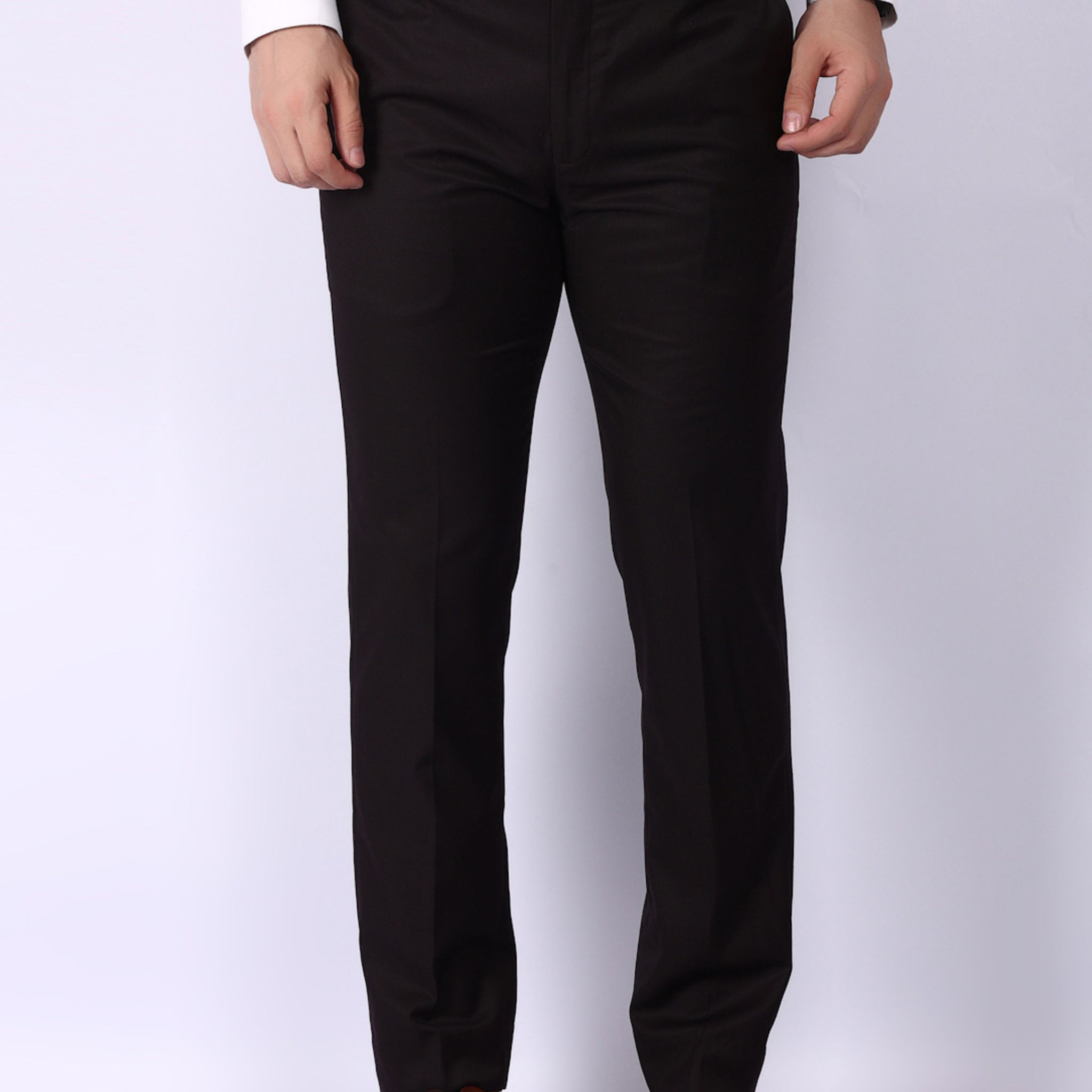 Wine Solid Regular Fit Formal Trousers
