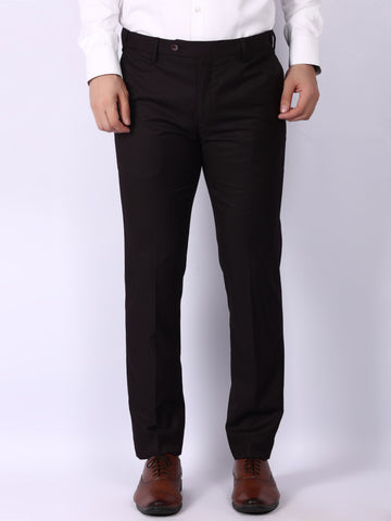 Wine Solid Regular Fit Formal Trousers