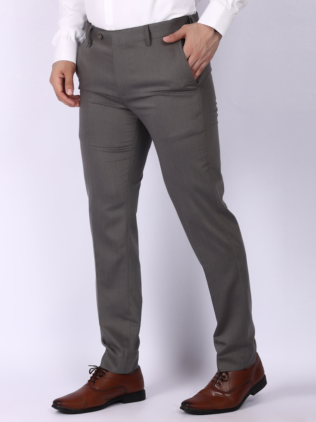 Medium Grey Regular Fit Formal Trousers