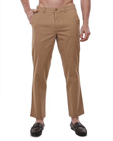 Men Camel Solid Regular Fit Chinos