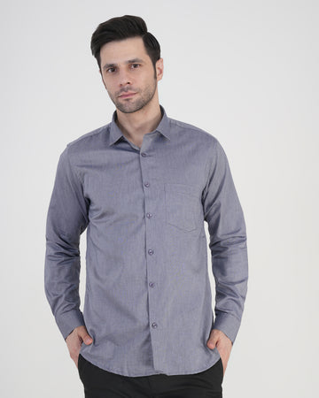 Men’s Solid Grey Formal Shirt  Full Sleeve  Regular Fit