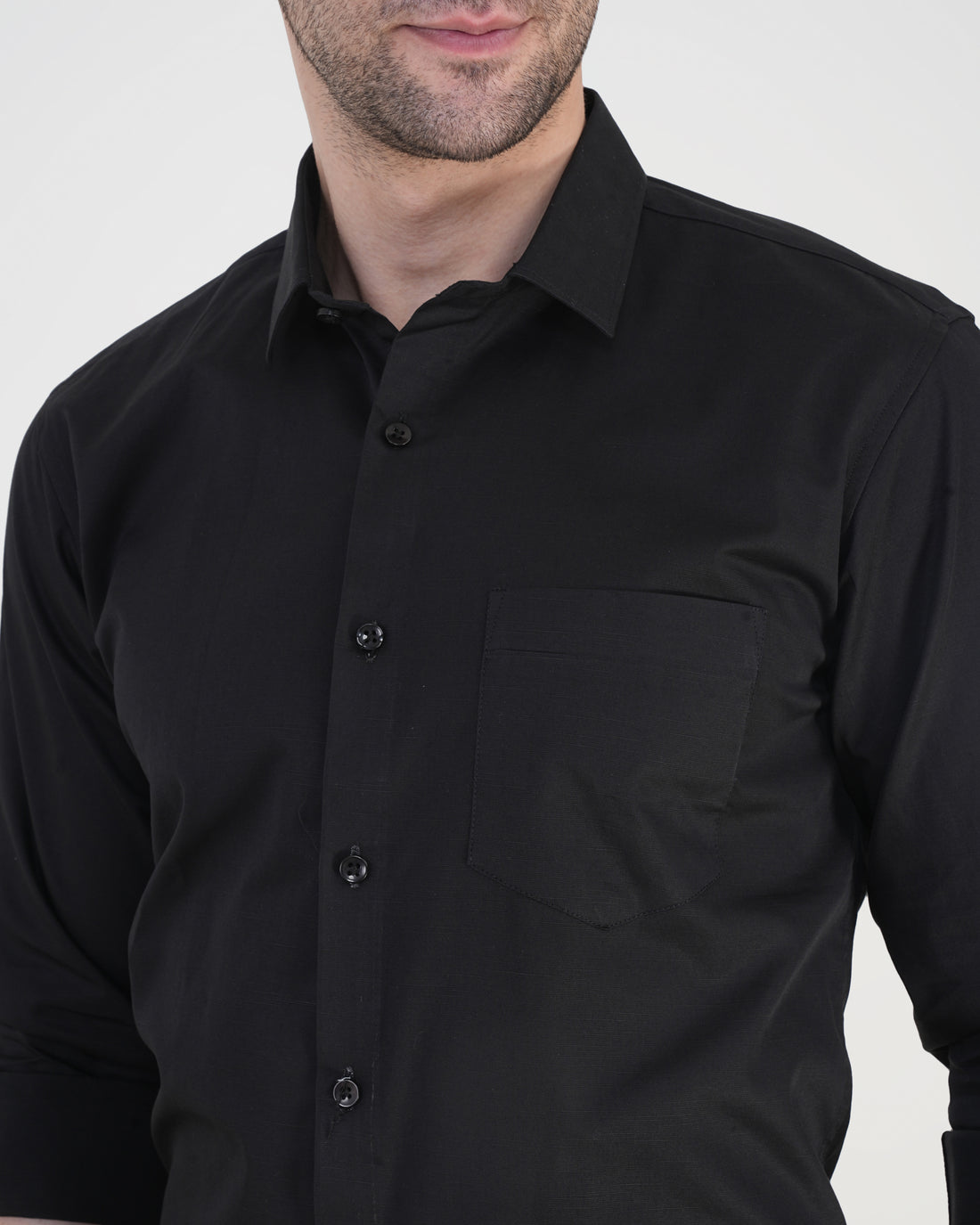 Men’s Solid Black Formal Shirt  Full Sleeve  Regular Fit
