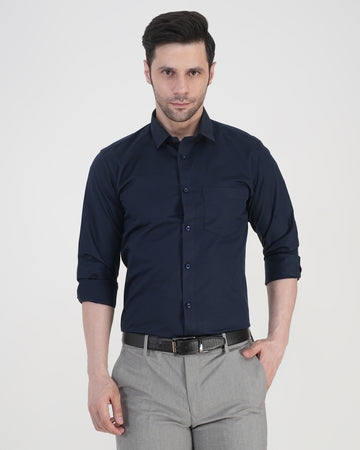 Men’s Solid Navy Blue Formal Shirt  Full Sleeve  Regular Fit