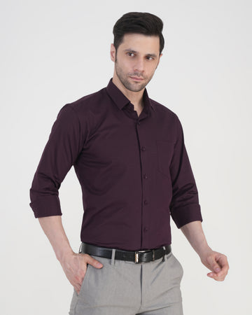 Men’s Solid Wine Formal Shirt  Full Sleeve  Regular Fit
