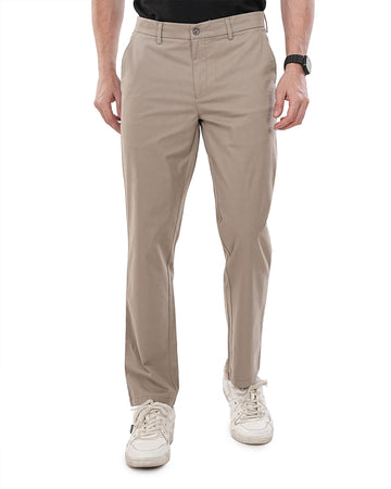 Men Grey Solid Regular Fit Chinos