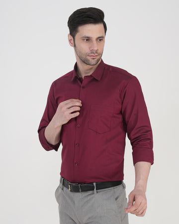Men’s Solid Maroon Formal Shirt  Full Sleeve  Regular Fit