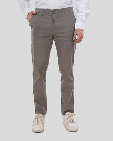 Men Light Grey Solid Regular Fit Linen Trousers