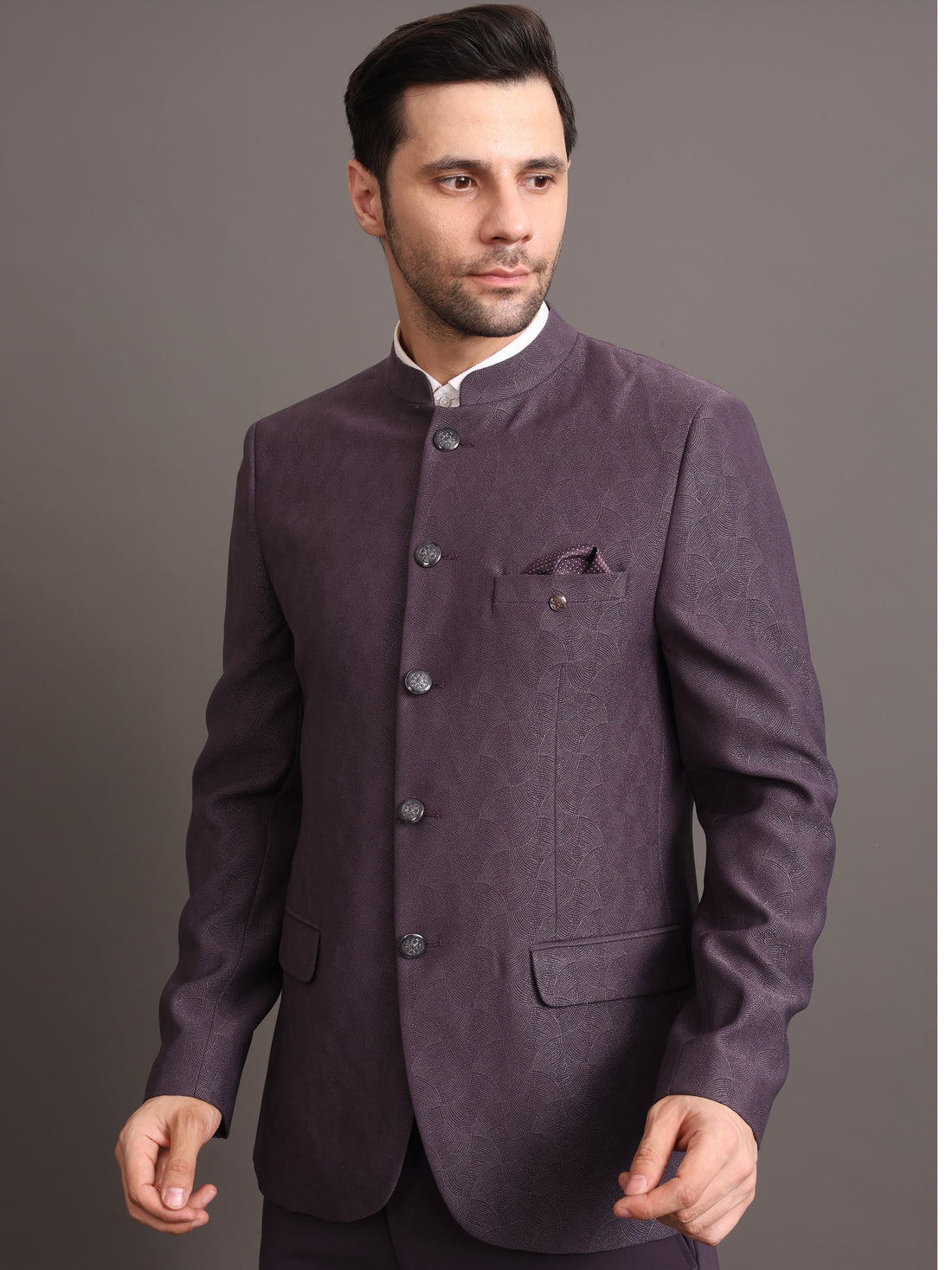 Men's Dark Purple 2 Piece Jodhpuri Suit