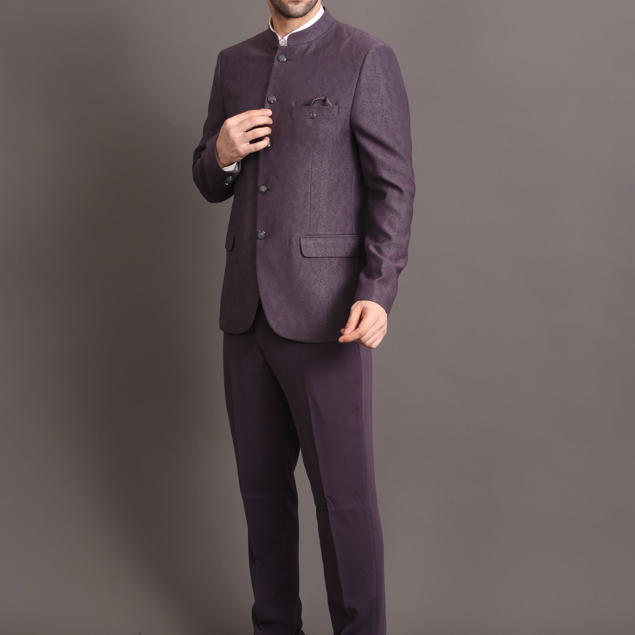 Men's Dark Purple 2 Piece Jodhpuri Suit