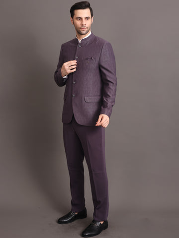 Men's Dark Purple 2 Piece Jodhpuri Suit