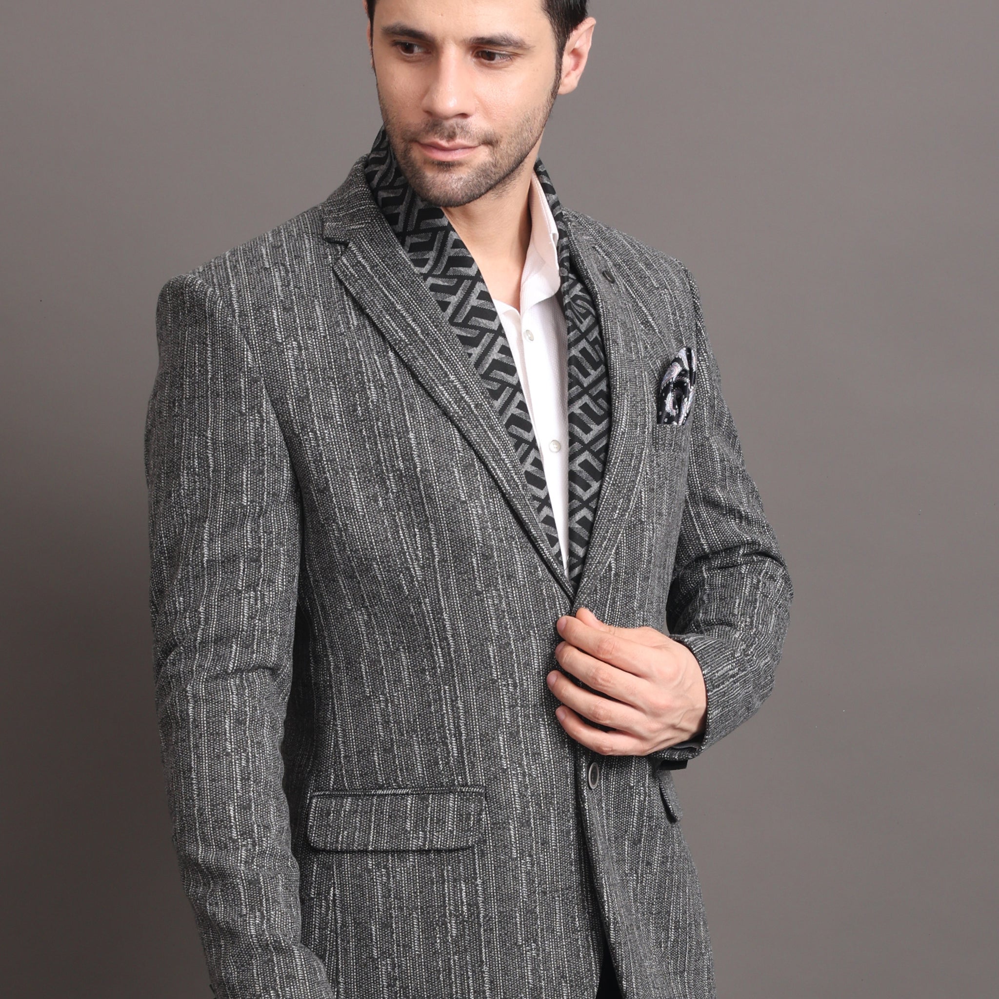 MEN'S TWEED DARK GREY BLAZER