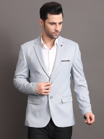 Men's Checked Sky Blue Tailored Fit Formal Blazer