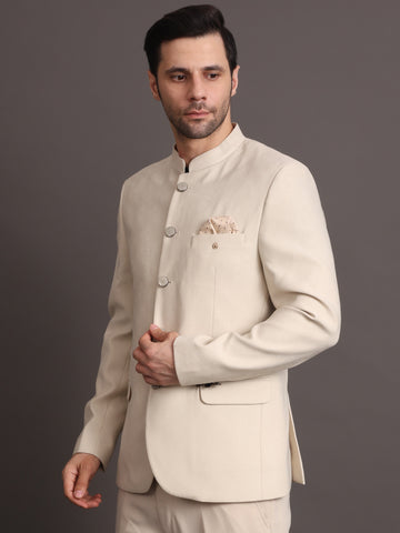 Men's Beige 2 Piece Jodhpuri Suit