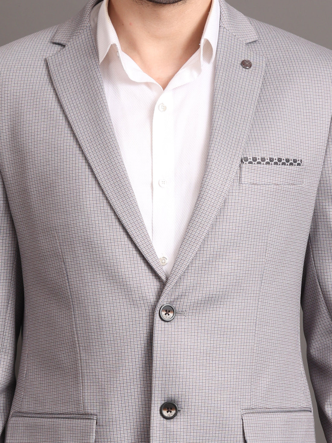 Men's Grey Checked Tailored Fit Formal Blazer